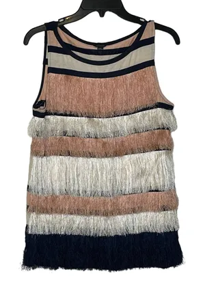 Ann Taylor Women's‎ Tiered Fringe Tank Top Striped Flapper Retro Mod Size Small thumbnail 1
