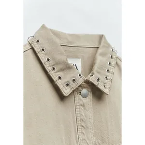 NWT‎ Zara Piercing Cropped Overshirt Jacket in Taupe Size Extra Large thumbnail 8