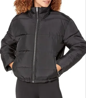 Elegant Black Puffer Jacket for Women cropped adjustable Size XL thumbnail 1