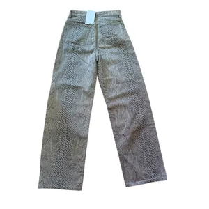 Zara Womens Snake‎ Print High Rise Wide Leg Jeans Size 0 NWT thumbnail 2
