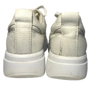 Zara White Leather Platform Sneakers Pebbled Lace Up Chunky EU 40 thumbnail 5