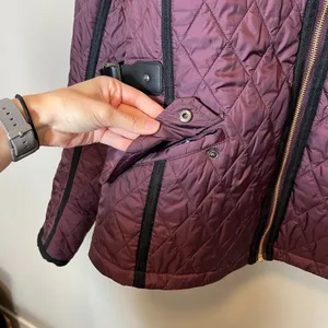 Hunter Original Women's Quilted Jacket Plum Purple Gold Zip Puffer Coat Medium thumbnail 5