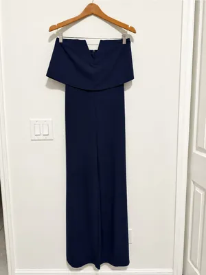 Lulus Power of Love Navy Blue Strapless Jumpsuit Sz S thumbnail 3