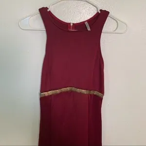 Cefian Womens' Size Medium Sleeveless Dress Racerback Burgundy Gold Sequin Waist thumbnail 2