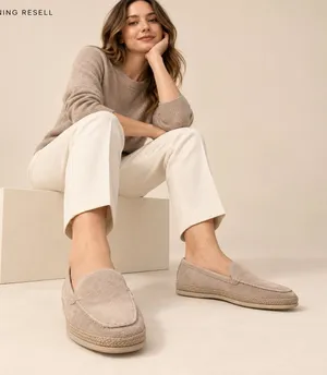 Marc Fisher Womens Suede Espadrille Loafers Taupe Beige Moc Toe Flats Size 7M thumbnail 1