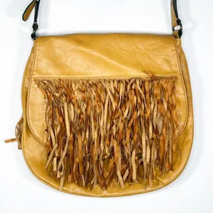 Axcess Fringe Boho Western Tan Vegan Leather Suede Crossbody Bag Handbag thumbnail 2
