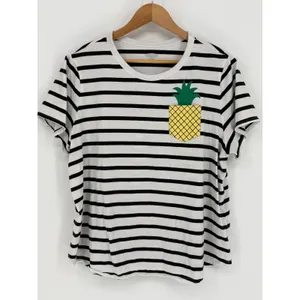 Old Navy Pineapple Pocket‎ T-Shirt Womens XXL White Black Striped Casual Tee thumbnail 2