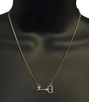 Silver tone dainty skeleton key necklace thumbnail 1