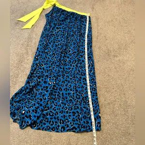 Periwinkle blue cheetah print‎ dress neon one shoulder size medium boutique NWT thumbnail 4