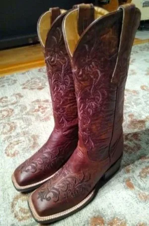 Cavender's 7D Stunning Leather Western Cowboy Boots Brown w Dark Brown Stitching thumbnail 1