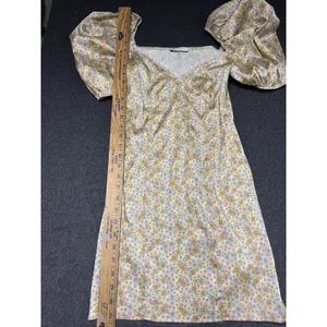 Zara satin effect mini dress puff sleeve‎ M Floral Satiny thumbnail 6