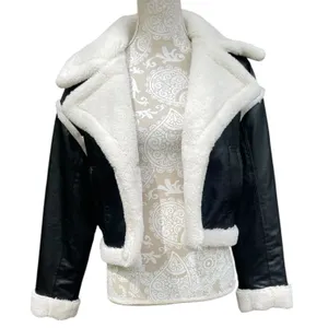 Hollister Cropped Moto Jacket S Black Vegan Leather Faux Fur Sherpa Lined Y2K thumbnail 2