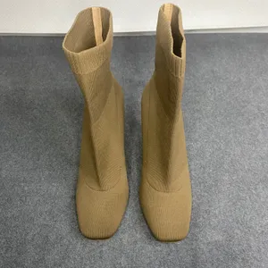 INC‎ Knit Sock Boots Women's Stiletto Heel Pull On Ankle Chic Taupe 8.5M EUC thumbnail 3
