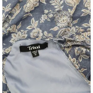 NWT Trixxi Juniors Floral-Print Flutter-Sleeve Dress 26EF76VJII Blue Multi M thumbnail 7