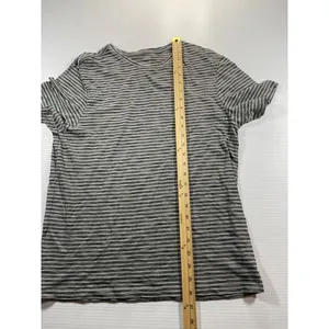 01.ALGO Striped Short Sleeve‎ T-Shirt Casual Basic Tee Gray Black Stripes M thumbnail 3