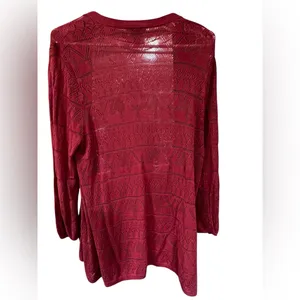 LOFT Women's Deep Red Open-Front Cardigan thumbnail 4