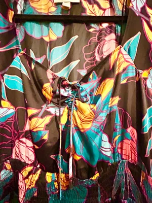 Ryegrass NWT super boho satin effect floral multicolor flowy maxi dress XL thumbnail 10