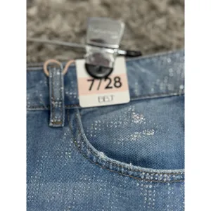 NWT BBJ Denim Shorts Womens 7/28 Glitter Distressed Ripped Cut Off High Rise thumbnail 3