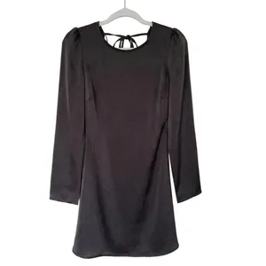 SAGE the label‎ Brown Satin Open Cowl Back Long Sleeve Mini Dress XS NWT thumbnail 4