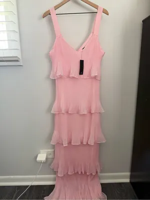Lulus XL NEW Elegant Nature Blush Pink Pleated Sleeveless Tiered Maxi Dress thumbnail 3