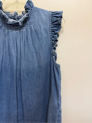 Frame Denim Joanie Top Sleeveless Ruffle Blue Size S thumbnail 7