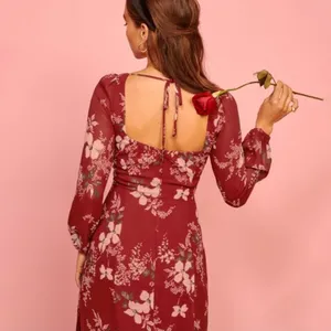 REFORMATION Red‎ Floral Mabille Midi Dress Size 2 thumbnail 2
