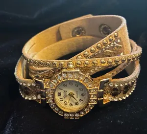 Elegant Gold Wrap Watch with Crystal Accents thumbnail 1
