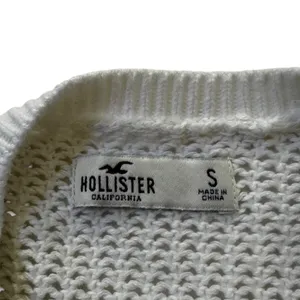 Hollister Womens White Open Knit Cropped Sweater Small Cotton Crew Neck | 0124 thumbnail 3