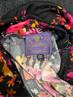 Strapless Black Maxi Dress with Pink & Yellow Floral Print thumbnail 3