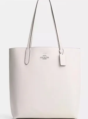 Coach Thea Leather Tote Chalk Pebbled Carryall Purse Everyday Shoulder Bag thumbnail 1