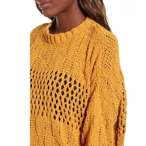 NWT Billabong Onward We Go Chenille Sweater Mustard L thumbnail 5