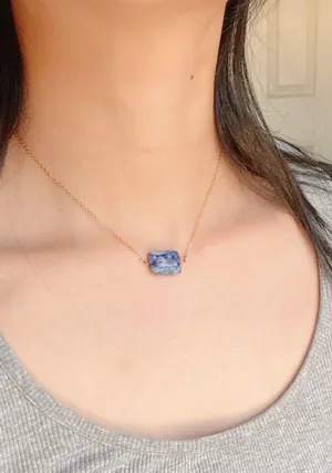 Handmade square stone boho simple statement necklace🌀💙 thumbnail 5