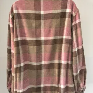 Allison Daley Women's Size 16 Plaid Shacket Button Front Shirt Jacket Pink Brown thumbnail 4