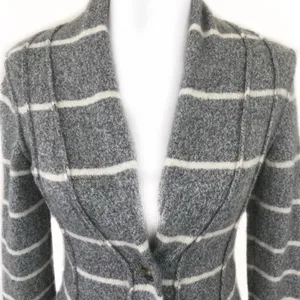 Banana Republic Wool/Cotton blend Gray Striped Cardigan S thumbnail 3