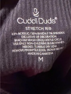 Cuddl Duds Black Ribbed Long-Sleeve Henley Top thumbnail 3