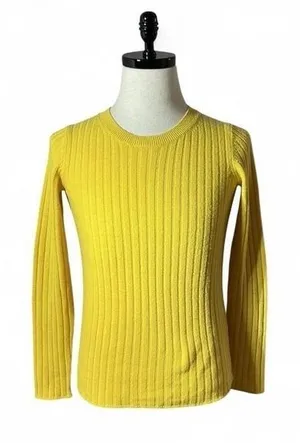 Banana Republic Italian Yarn Ribbed Sweater Womens Small Yellow Merino Cashmere thumbnail 1