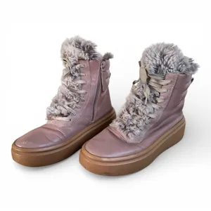United Nude Dusty Rose Faux Fur Lined Platform Boots Size 8 minimalist blush thumbnail 2