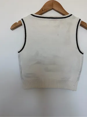 Hollister Cream Argyle V-Neck Sweater Vest with Black and Green Diamonds thumbnail 5