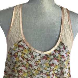 Free people lace sleeveless top size small round neck asymmetrical multicolor thumbnail 5