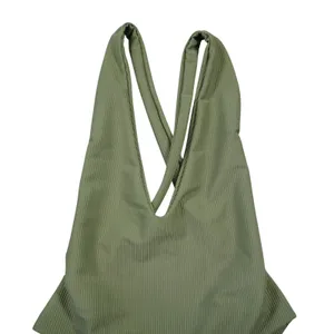 Juillet Georgia One Piece Swimsuit Sage Rib Olive Green Plunge V-Neck Size L NWT thumbnail 3