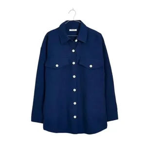 Madewell Super Oversized Shirt Jacket Passport Blue Shacket SZ L #2307 thumbnail 3