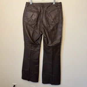 Newport News Jeanology brown leather pants size 14 thumbnail 4