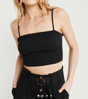 Abercrombie & Fitch Smocked Crop Tank - Black - XS thumbnail 1