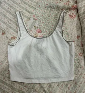 superdown White Tank Top with Silver Trim - Home Bedding thumbnail 1