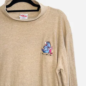 Disney Tan Embroidered Piglet & Eeyore Rib Turtleneck Sweater thumbnail 3