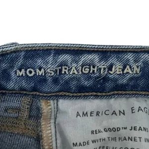 American Eagle Mom Straight Distressed Jeans Medium Wash Stretch Size 4 Regular thumbnail 7
