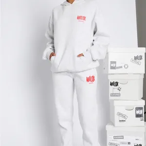 White Fox Boutique Light Gray Joggers with Red Logo thumbnail 6