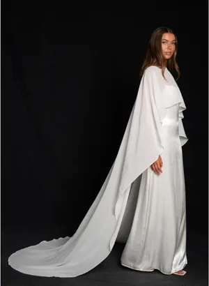 Calily Bridal - Bridal Chiffon Cape thumbnail 2