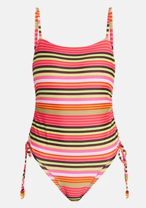 Striped cheeky one piece swimsuit thumbnail 4