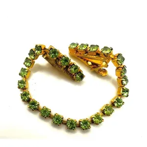 Vintage green rhinestone sweater clip thumbnail 8
